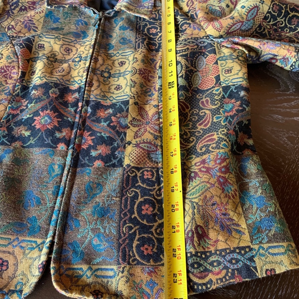Diamonds & Pearls lined blazer patchwork gold pockets size Petite Medium / PM - Picture 12 of 14